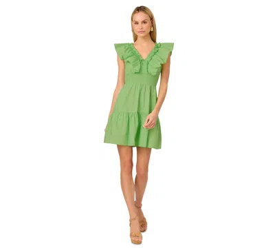 Adrianna By  Papell Women's Ruffled Cotton Fit & Flare Dress In Green