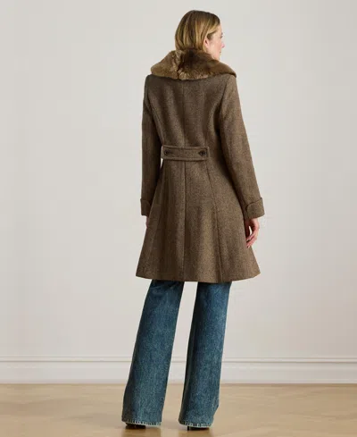 Ralph Lauren Women's Faux-fur-collar Coat In Brown