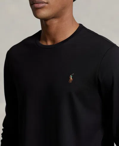 Polo Ralph Lauren Tonal Icon Logo Cotton Knit Sweater In Black In Black