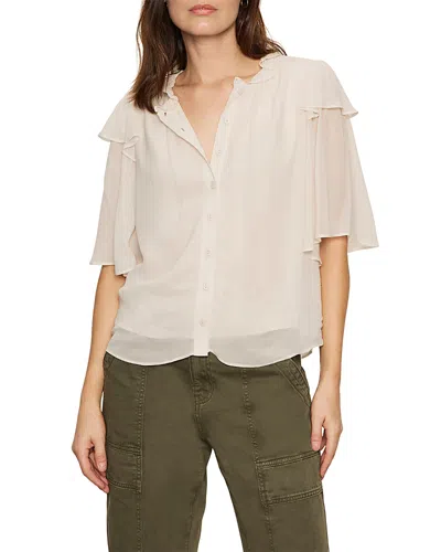 Sanctuary Deja Vu Ruffle Flutter Sleeve Button-up Shirt In Neutral