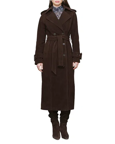 Avec Les Filles Raglan Sleeve Double-breasted Belted Trench Coat In Brown