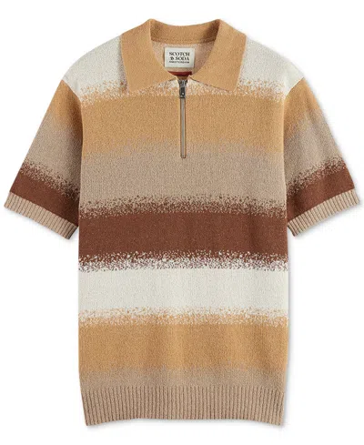 Scotch & Soda Knitted Degrade Polo Shirt In Multi