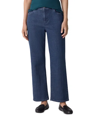 Eileen Fisher High Rise Ankle Straight Leg Jeans In Medium Indigo In Blue
