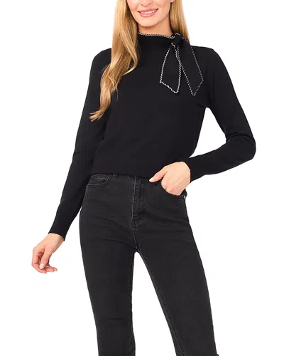 Cece Scarf Tie Neck Sweater In Black
