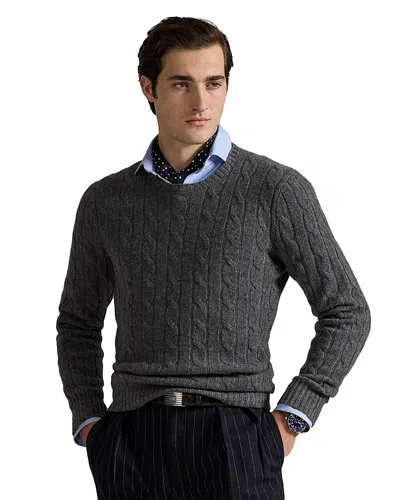 Polo Ralph Lauren Cashmere Cable Knit Crewneck Sweater In Gray