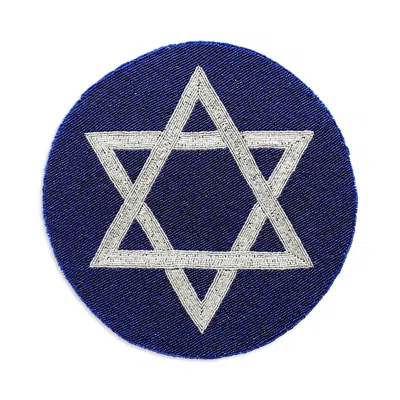 Sudha Pennathur Star Of David Beaded Placemat 13, Set Of 4 In Blue