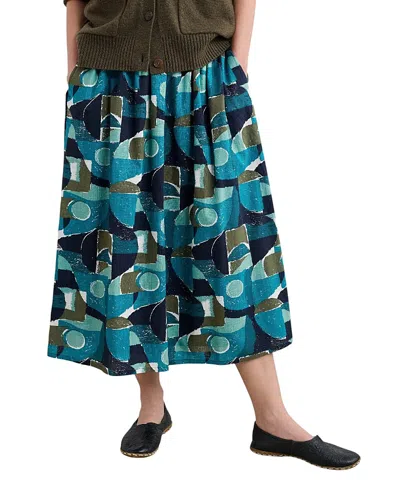 Seasalt Cornwall Mevagissey Organic Cotton Midi Skirt In Blue