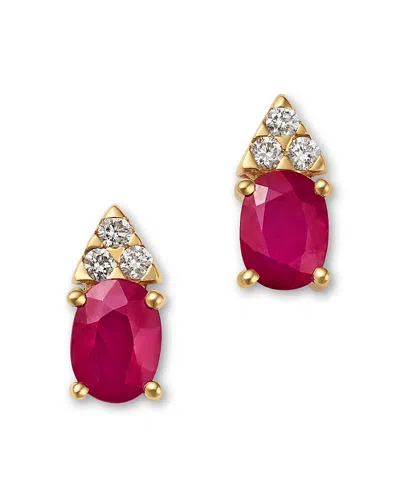 Bloomingdale's Fine Collection Ruby & Diamond Stud Earrings In 14k Yellow Gold In Multi