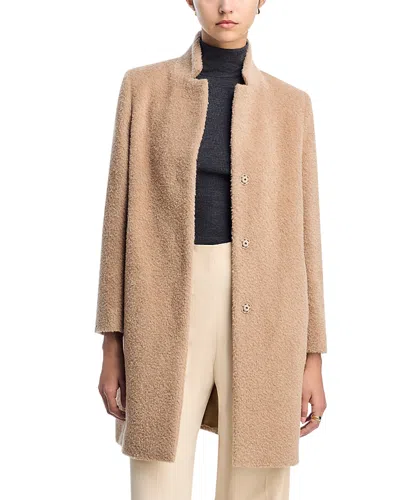 Cinzia Rocca Stand Notch Collar Snap Front Coat In Brown
