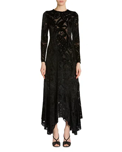 Etro Velvet Paisley Mermaid Maxi Dress In Black