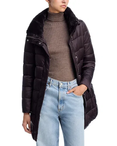 Save The Duck Dalea Faux Fur Trim Puffer Coat In Black