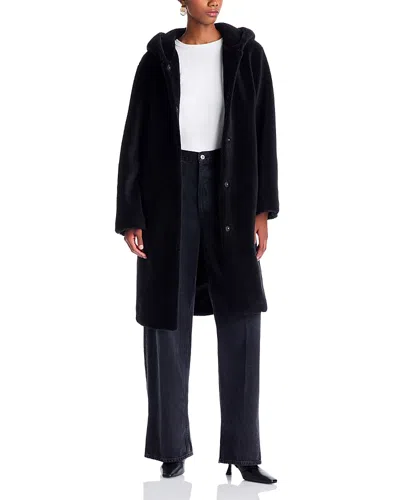 Bernardo Hooded Sherpa Coat In Black