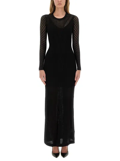 Isabel Marant Abito Lungo Florie Nero In Maglia E Pizzo Donna In Black