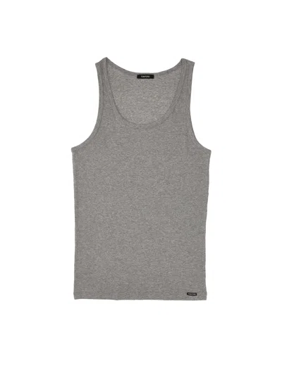 Tom Ford Tank Top With Logo In Gray