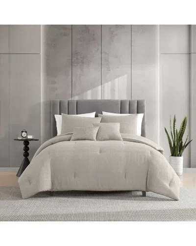 Kenneth Cole Reaction Variegated Waffle Solid Crinkle Comforter Set In Neutral