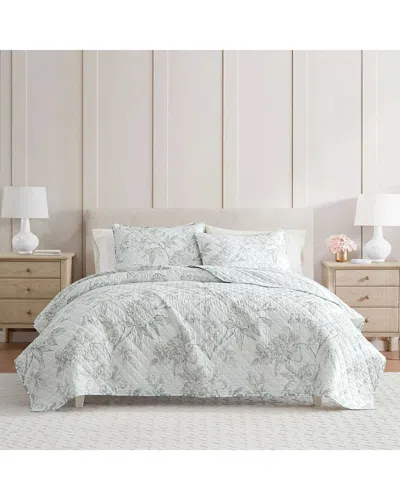 Martha Stewart Vine Flora Cotton Percale Quilt Set In Multi