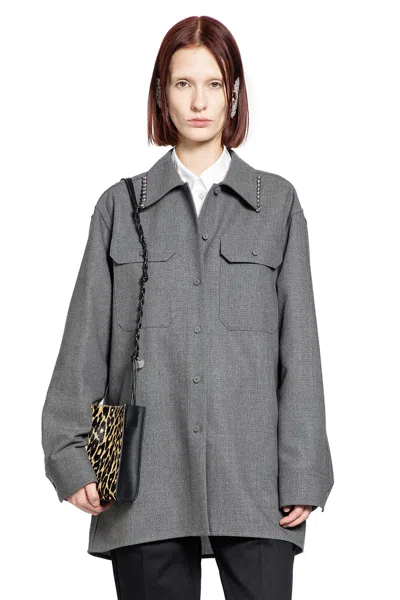 Jil Sander Wool Canvas Shirt In Gray
