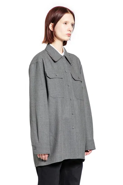 Jil Sander Wool Canvas Shirt In Gray