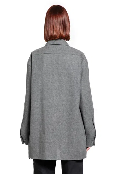 Jil Sander Wool Canvas Shirt In Gray