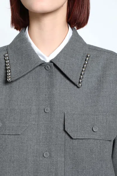 Jil Sander Wool Canvas Shirt In Gray