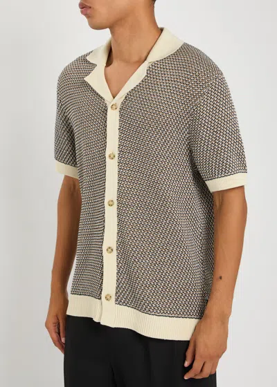 Hugo Boss Iconico Textured Short Sleeve Cardigan In Multi