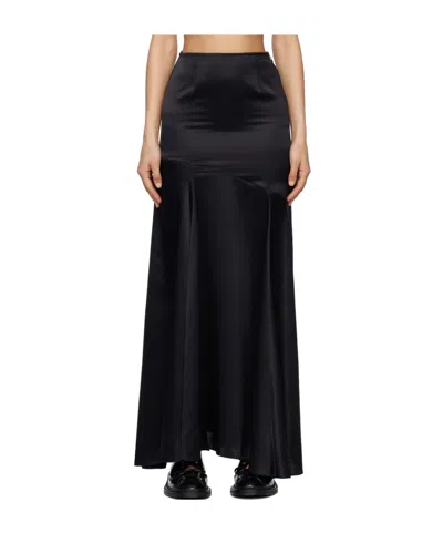 Simone Rocha Drop-waist Slit Bias Silk Maxi Skirt In Black