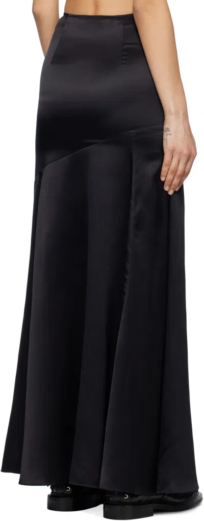 Simone Rocha Drop-waist Slit Bias Silk Maxi Skirt In Black