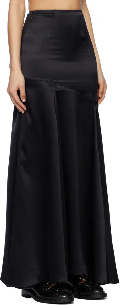 Simone Rocha Drop-waist Slit Bias Silk Maxi Skirt In Black
