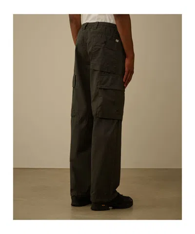 C.p. Company Relaxed Fit Grey Cargo Pants With Flap Pockets In Black