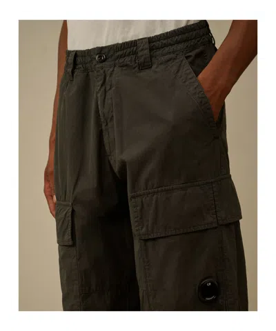C.p. Company Relaxed Fit Grey Cargo Pants With Flap Pockets In Black