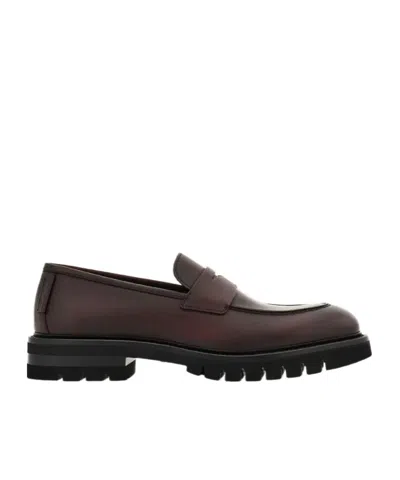 Ferragamo Saddle-strap Penny Loafers In Brown