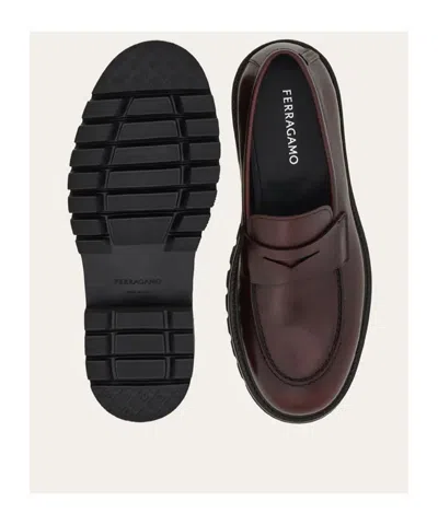 Ferragamo Saddle-strap Penny Loafers In Brown