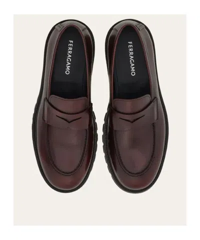 Ferragamo Saddle-strap Penny Loafers In Brown