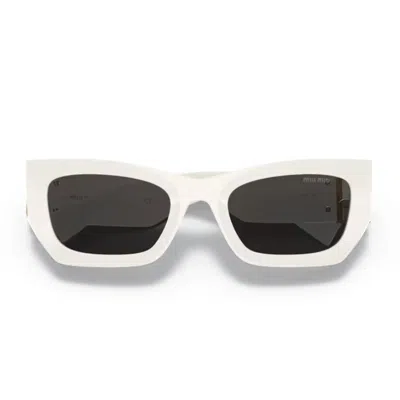 Miu Miu 0mu 09ws 1425s0 Bianco Sunglasses In Neutral