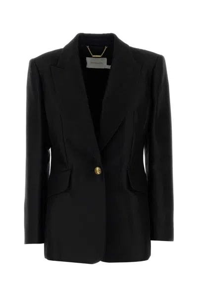 Zimmermann Hypnotic Wool-silk Blend Tailored Jacket In Black