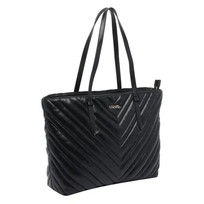 Liu •jo Chevron Pattern Quilted Tote Bag With Straps In Black
