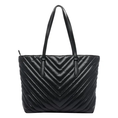 Liu •jo Chevron Pattern Quilted Tote Bag With Straps In Black