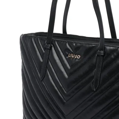 Liu •jo Chevron Pattern Quilted Tote Bag With Straps In Black