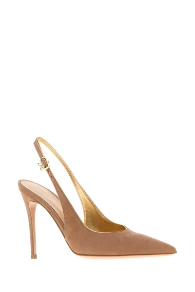 Gianvito Rossi 100mm Yves Slingback Suede Pumps In Brown