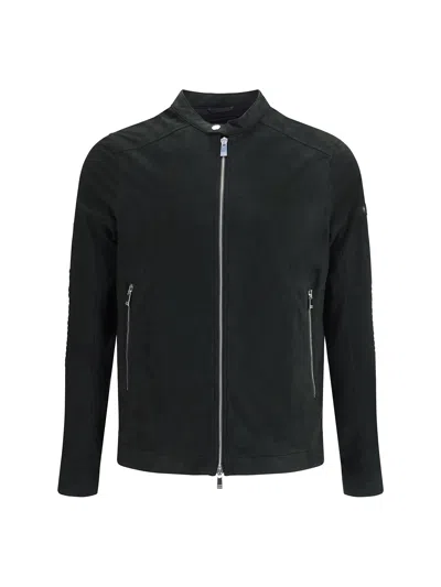 Tatras Double-slider Zip Suede Leather Jacket In Black