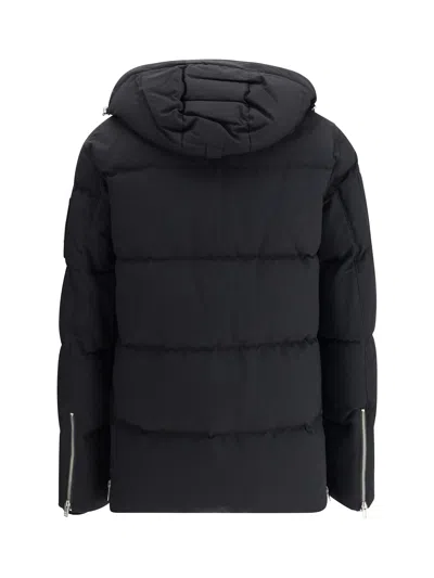 Moose Knuckles Forrestville Black Down Jacket With Fixed Hood And Logo Patch On The Sleeve In Cotton Blend Man In Black