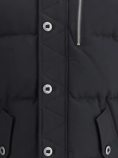Moose Knuckles Forrestville Black Down Jacket With Fixed Hood And Logo Patch On The Sleeve In Cotton Blend Man In Black