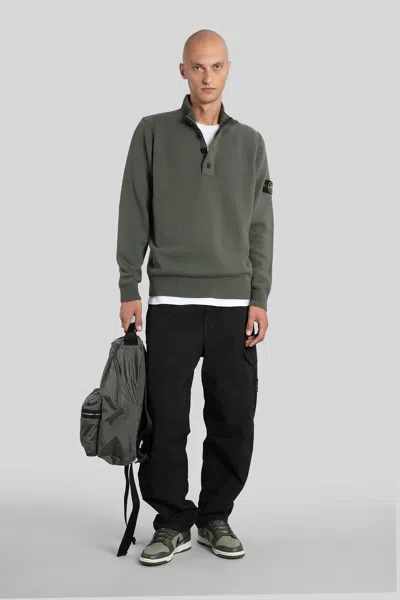 Stone Island Knitted Turtleneck Sweater With Ribbed Collar In Green
