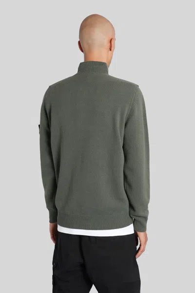 Stone Island Knitted Turtleneck Sweater With Ribbed Collar In Green