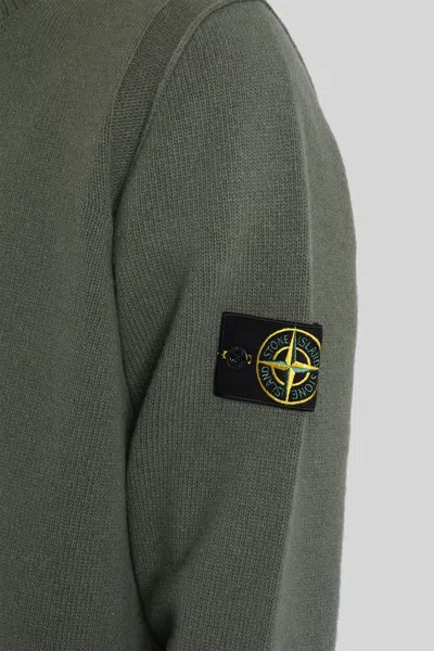 Stone Island Knitted Turtleneck Sweater With Ribbed Collar In Green