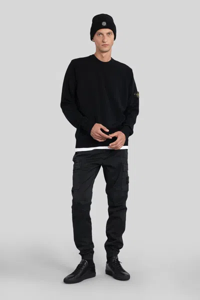 Stone Island Cotton Sweatshirt With Removable Logo Patch In Black