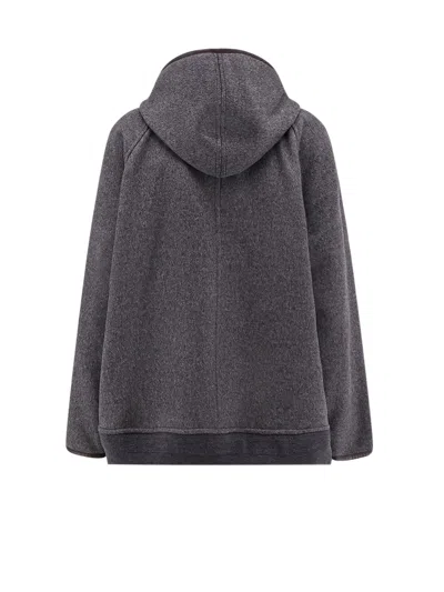 Bottega Veneta Double Wool Blouson Jacket With Leather Trims In Gray