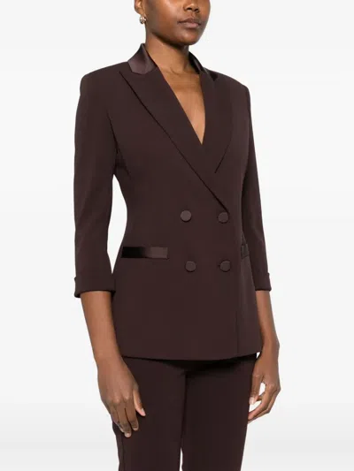 DOUBLE-BREASTED SATIN-TRIMMED BLAZER