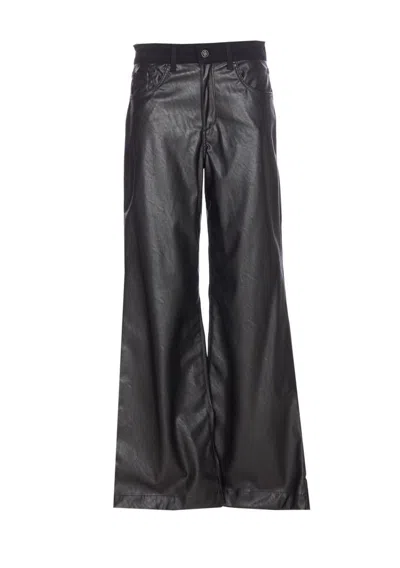 Liu •jo Wide Leg Faux Leather Trousers With Pockets In Black