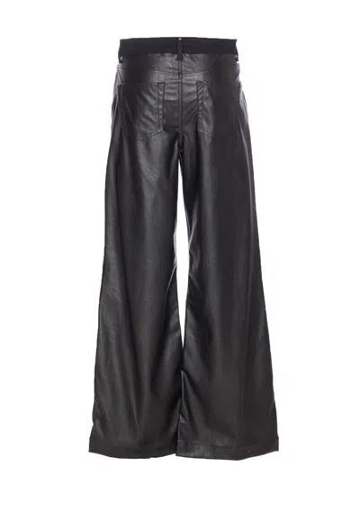 Liu •jo Wide Leg Faux Leather Trousers With Pockets In Black